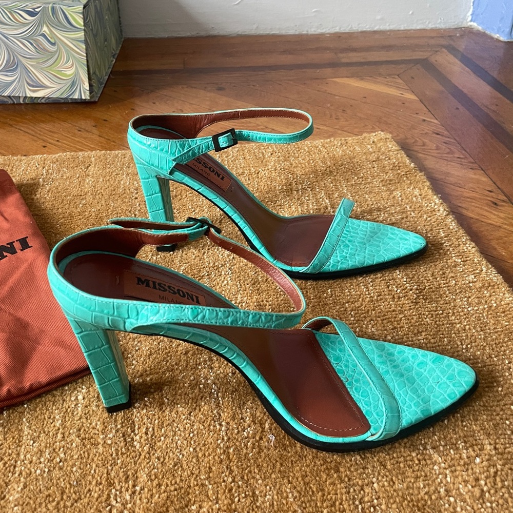 Missoni Blue Heels Mules croc - Picture 5 of 6